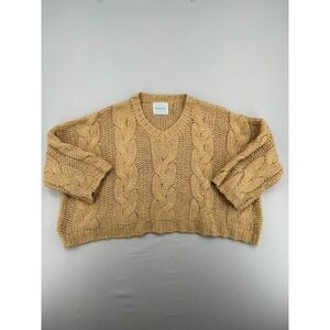 Women's Yaya Chunky Cable Knit Cropped Sweater Tan